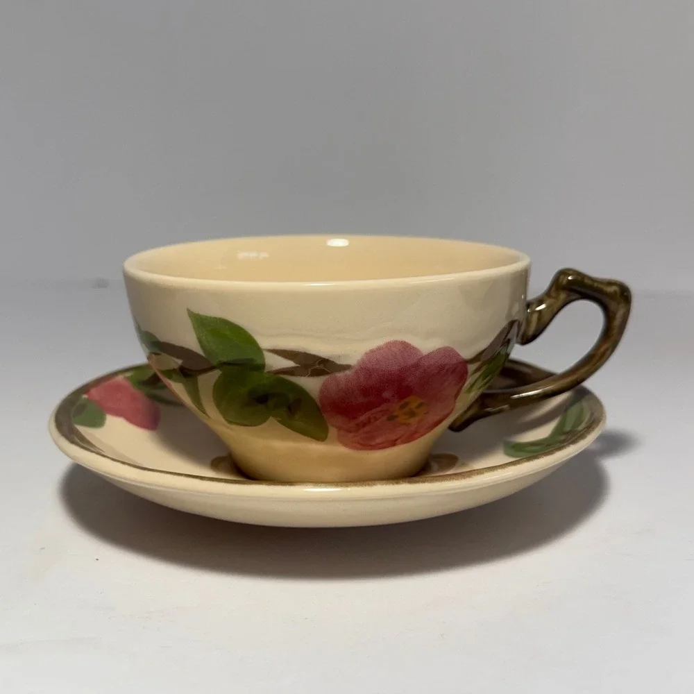 Franciscan Desert Rose Tea Cup and Saucer Set of 5 Vintage Pink Floral China